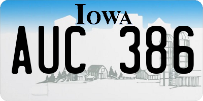 IA license plate AUC386