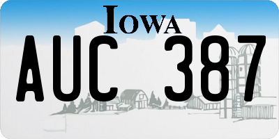 IA license plate AUC387
