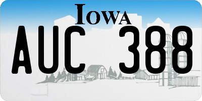 IA license plate AUC388