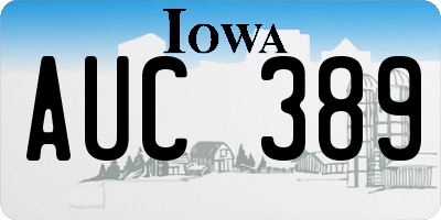 IA license plate AUC389