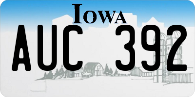 IA license plate AUC392
