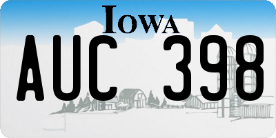 IA license plate AUC398