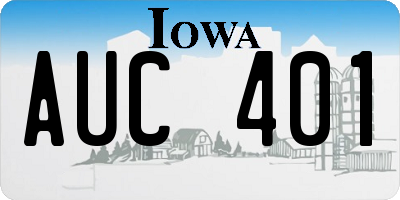 IA license plate AUC401