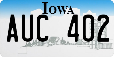IA license plate AUC402