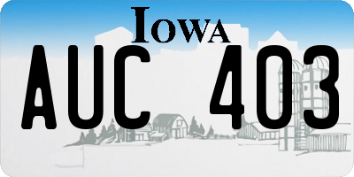 IA license plate AUC403