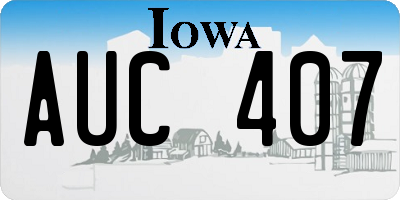 IA license plate AUC407