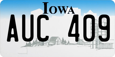 IA license plate AUC409