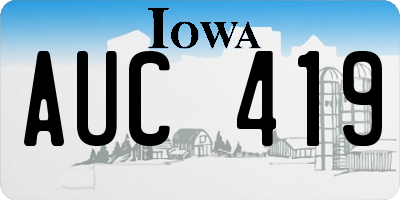 IA license plate AUC419