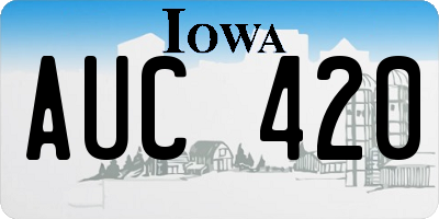 IA license plate AUC420