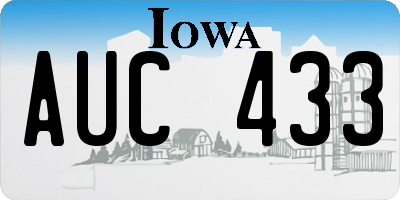 IA license plate AUC433