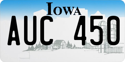 IA license plate AUC450