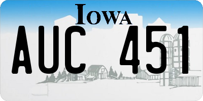 IA license plate AUC451