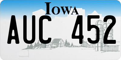 IA license plate AUC452