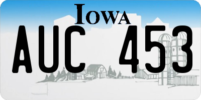 IA license plate AUC453