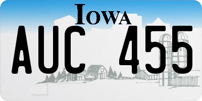 IA license plate AUC455