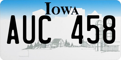 IA license plate AUC458