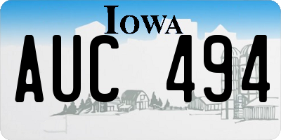 IA license plate AUC494