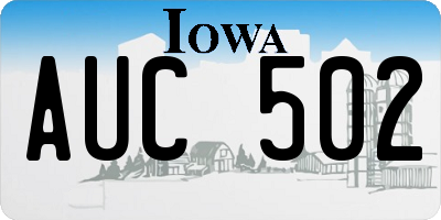 IA license plate AUC502