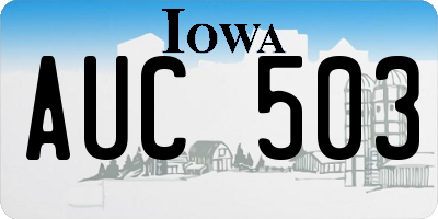 IA license plate AUC503