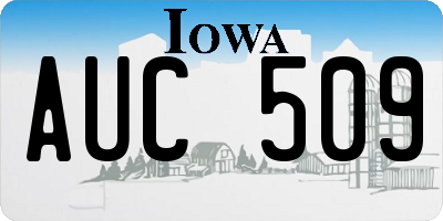 IA license plate AUC509