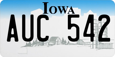 IA license plate AUC542