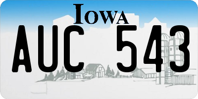 IA license plate AUC543