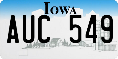 IA license plate AUC549