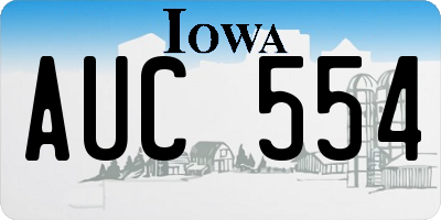 IA license plate AUC554