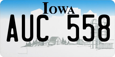 IA license plate AUC558