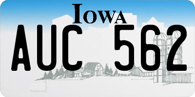 IA license plate AUC562