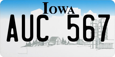 IA license plate AUC567