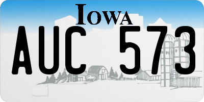 IA license plate AUC573