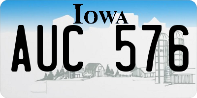 IA license plate AUC576
