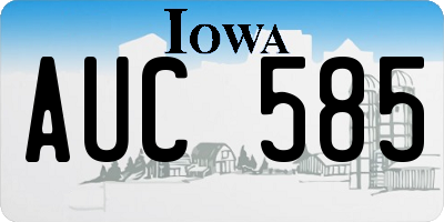 IA license plate AUC585