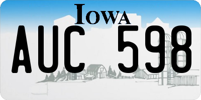 IA license plate AUC598