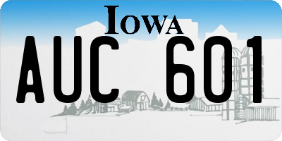 IA license plate AUC601