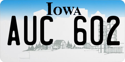 IA license plate AUC602