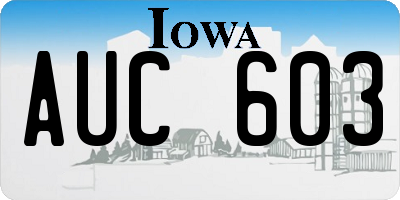 IA license plate AUC603