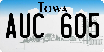 IA license plate AUC605