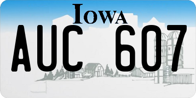 IA license plate AUC607