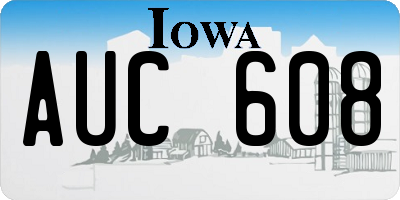 IA license plate AUC608
