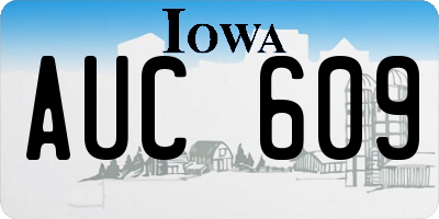 IA license plate AUC609