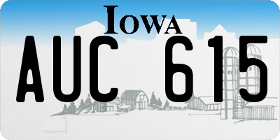 IA license plate AUC615