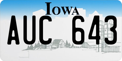 IA license plate AUC643