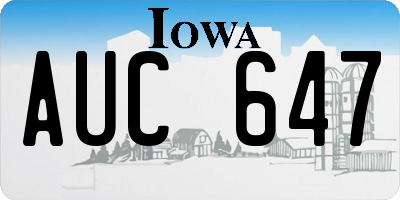 IA license plate AUC647