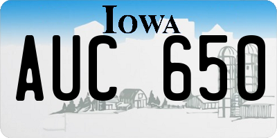 IA license plate AUC650