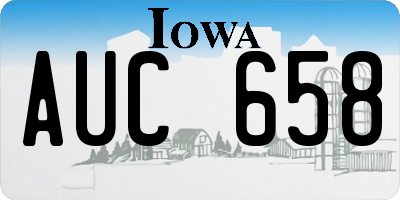 IA license plate AUC658