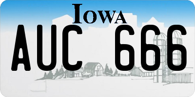 IA license plate AUC666