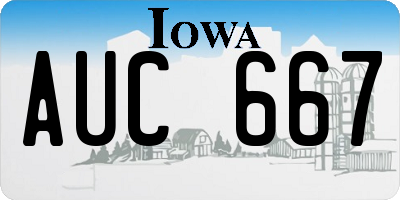 IA license plate AUC667