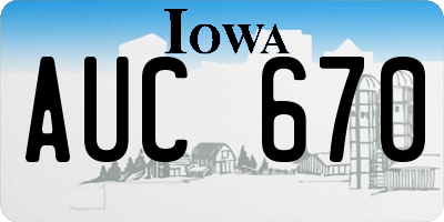 IA license plate AUC670